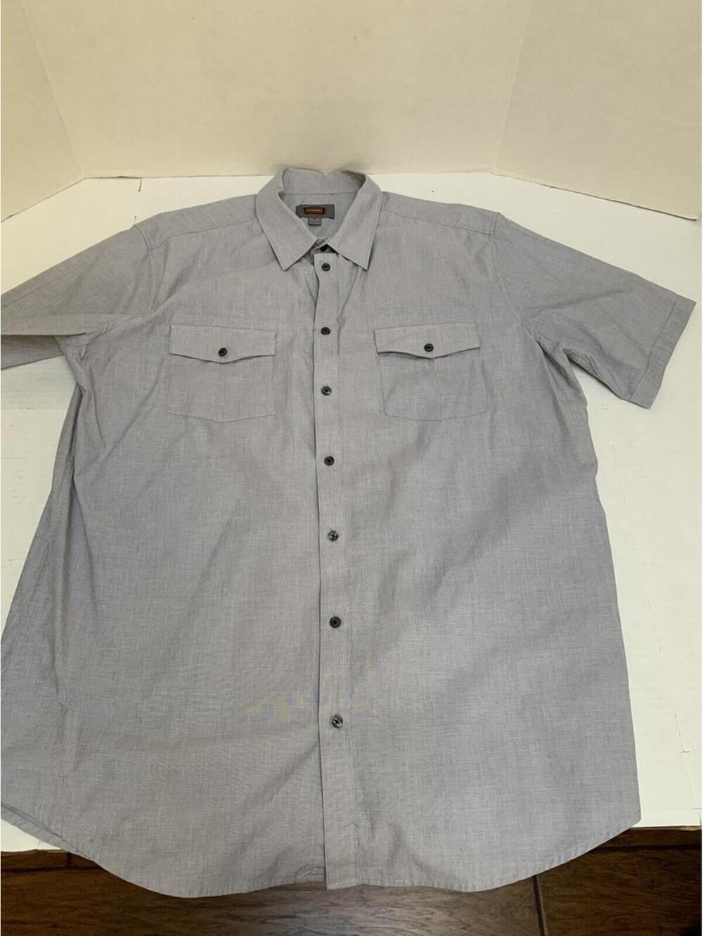 Foundry Mens Size XLT XL Tall Gray Short Sleeve Button Up Shirt